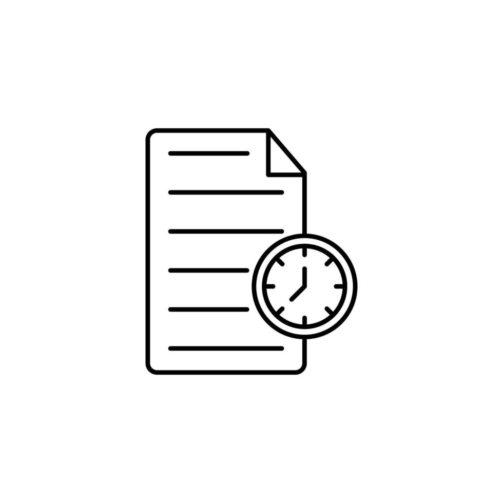 documento e orologio icona. schema icona vettore