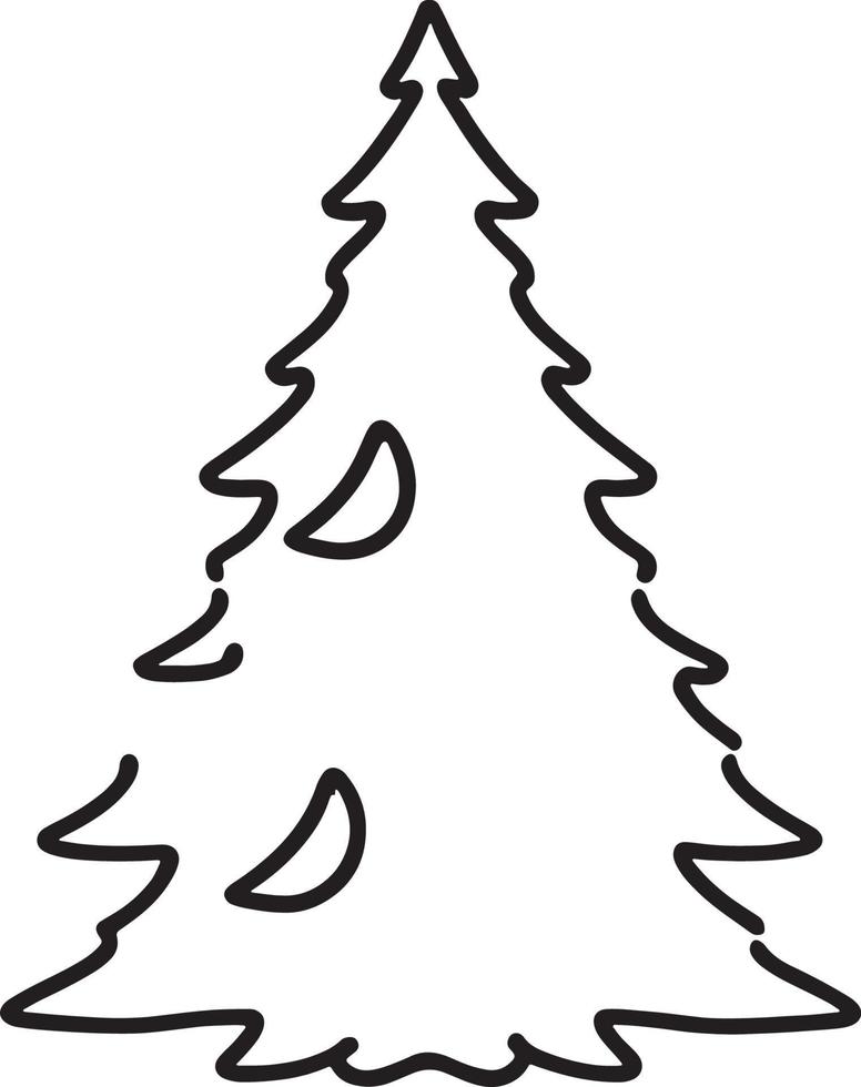 minimalista disegnato a mano pino albero illustrazione nel piatto design stile vettore