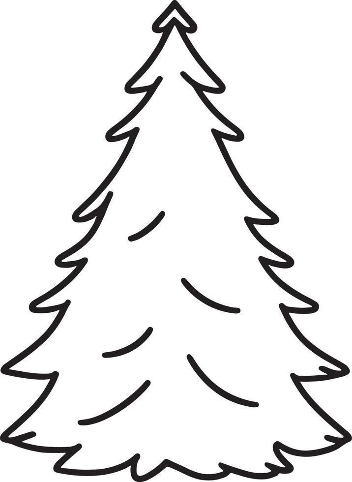 minimalista disegnato a mano pino albero illustrazione nel piatto design stile vettore