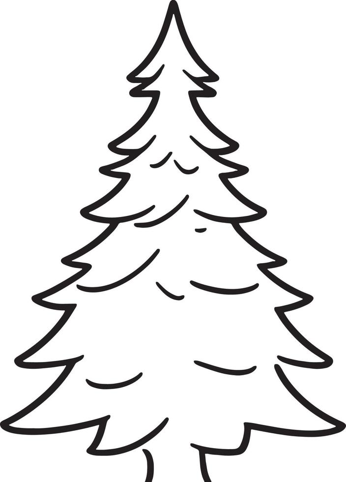 minimalista disegnato a mano pino albero illustrazione nel piatto design stile vettore