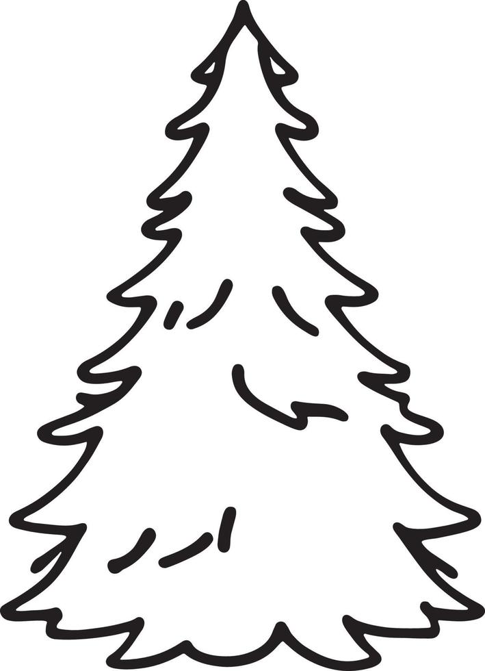 minimalista disegnato a mano pino albero illustrazione nel piatto design stile vettore