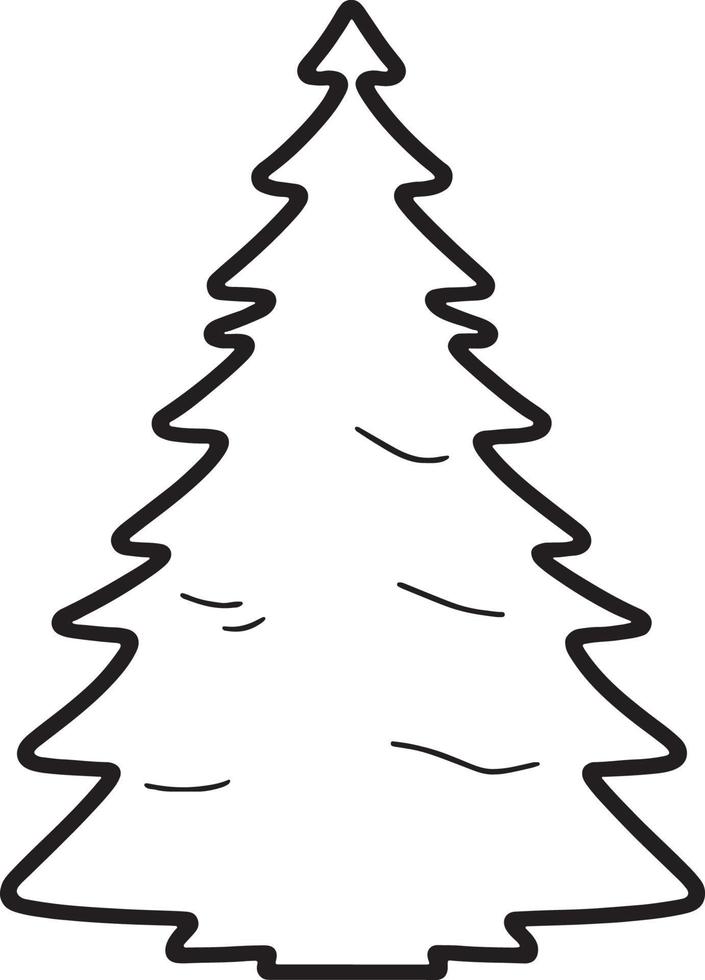 minimalista disegnato a mano pino albero illustrazione nel piatto design stile vettore