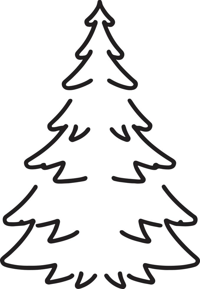 minimalista disegnato a mano pino albero illustrazione nel piatto design stile vettore