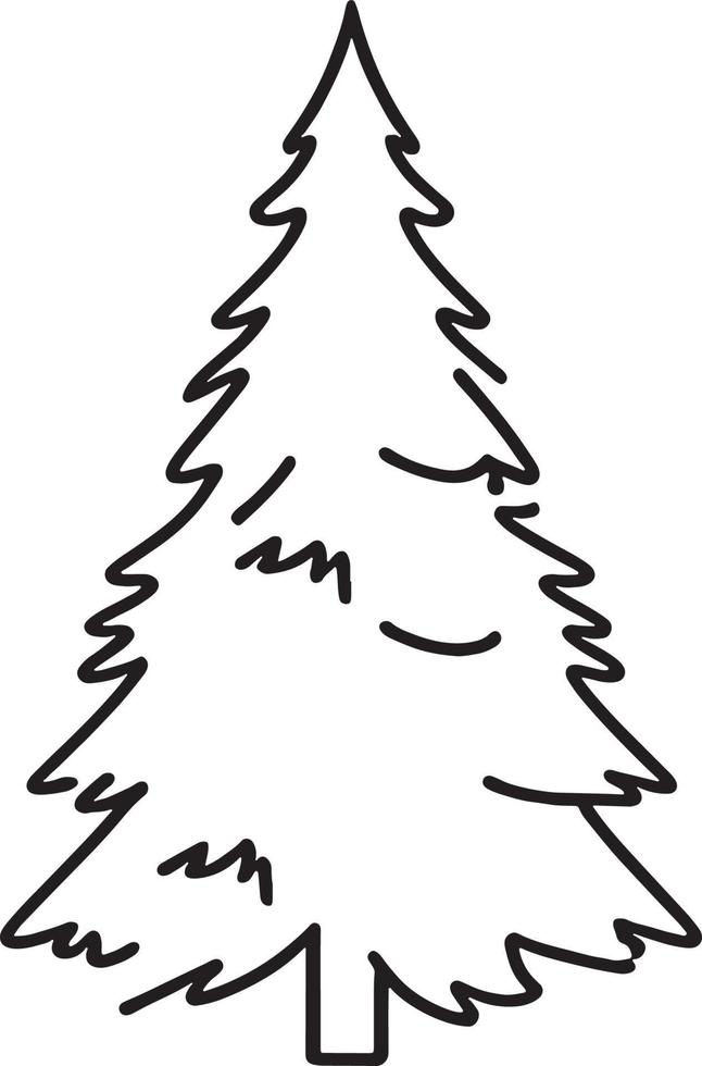 minimalista disegnato a mano pino albero illustrazione nel piatto design stile vettore