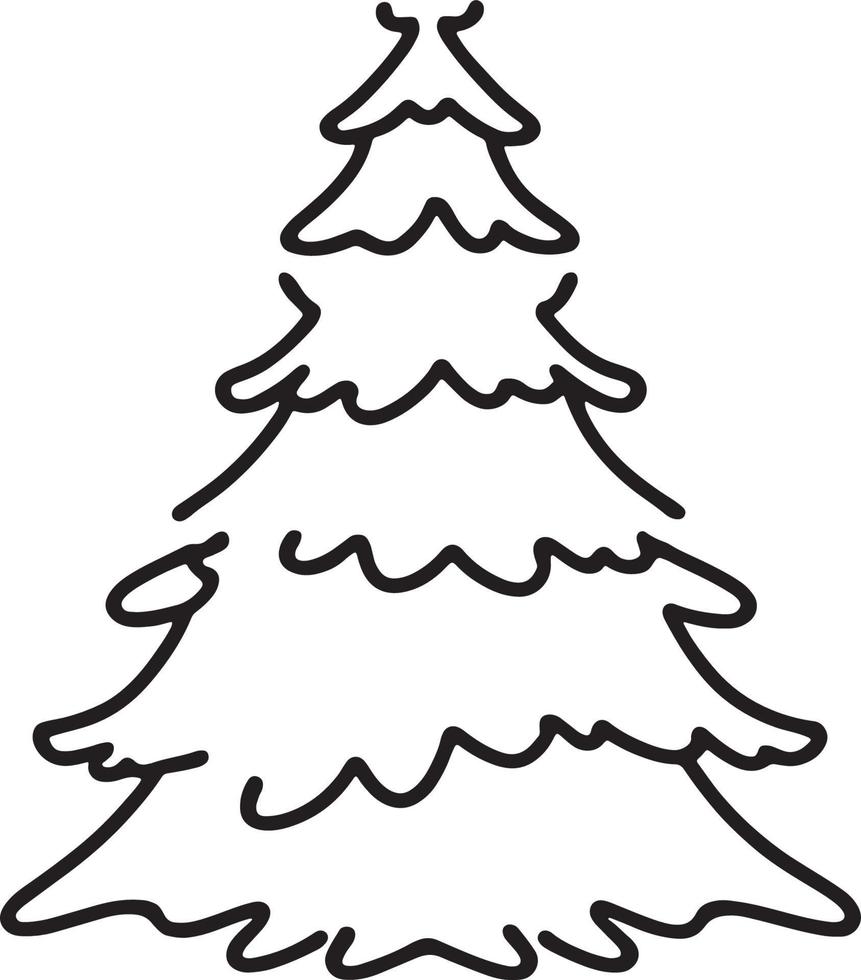 minimalista disegnato a mano pino albero illustrazione nel piatto design stile vettore