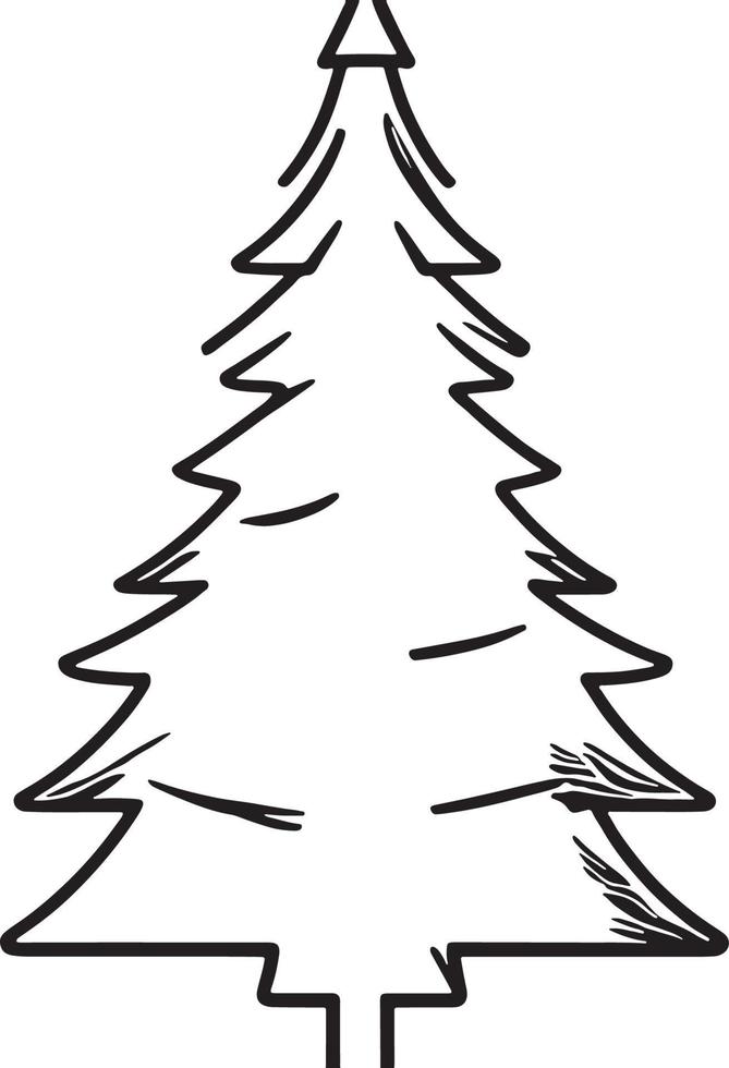 minimalista disegnato a mano pino albero illustrazione nel piatto design stile vettore