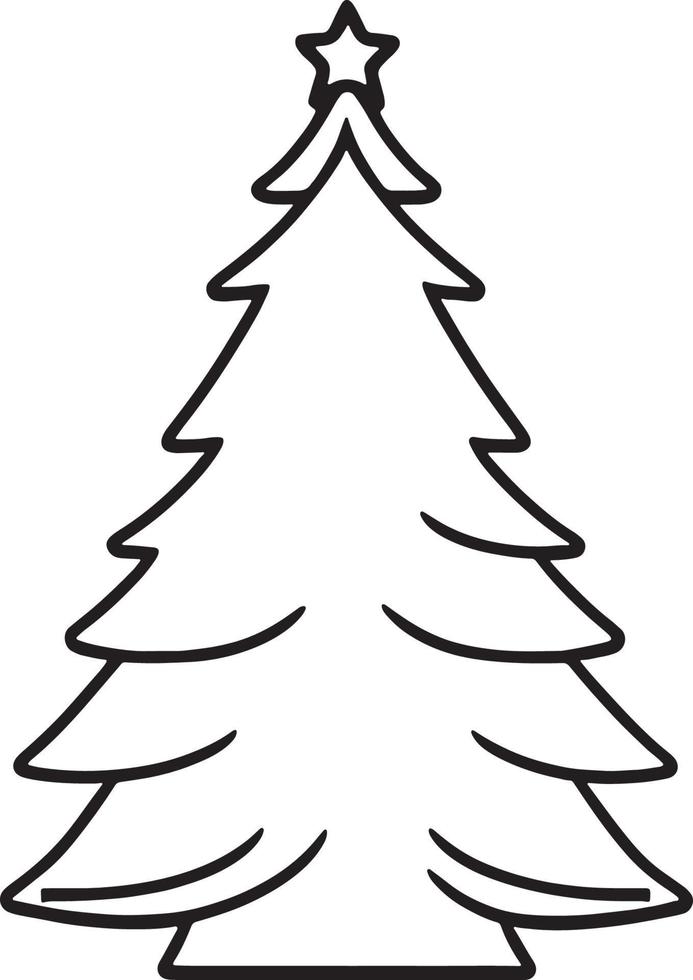 minimalista disegnato a mano pino albero illustrazione nel piatto design stile vettore