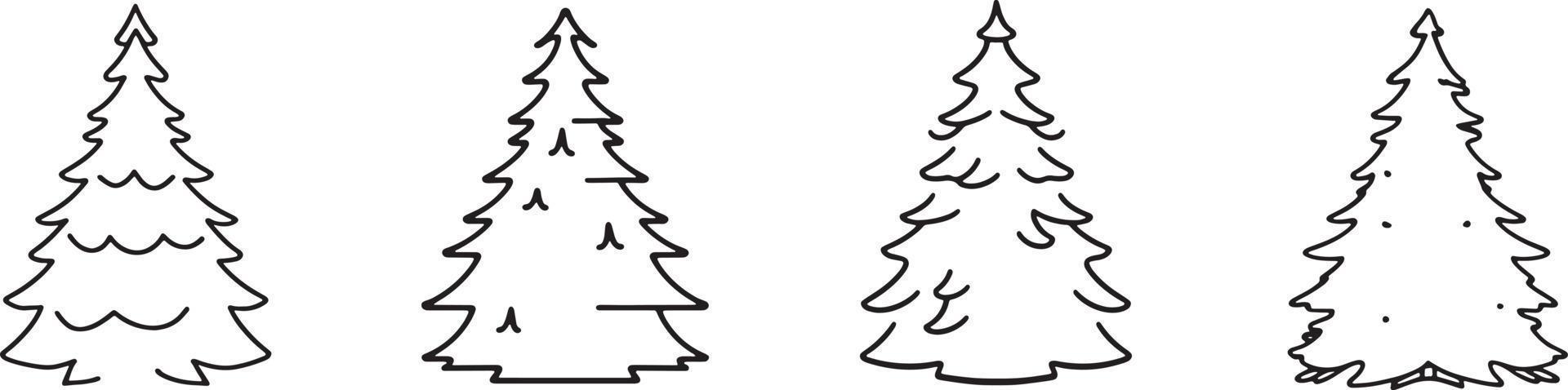 minimalista disegnato a mano pino albero illustrazione nel piatto design stile vettore