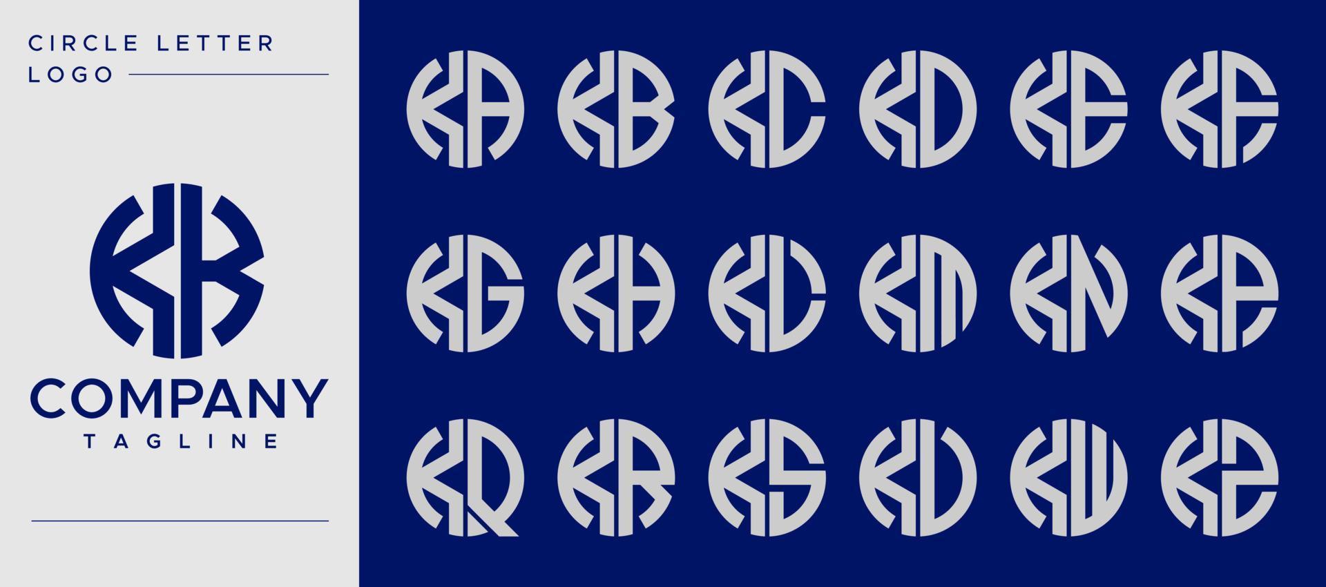 collezione di semplice cerchio lettera K logo design vettore. K lettera marchio modello impostare. vettore