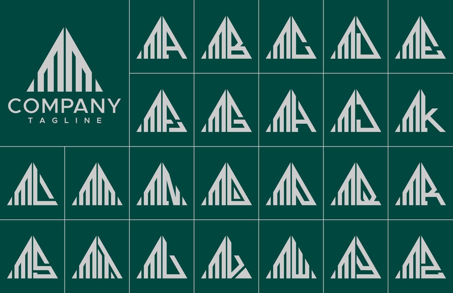 moderno triangolo lettera m logo design modello impostare. semplice linea m iniziale logo marca vettore