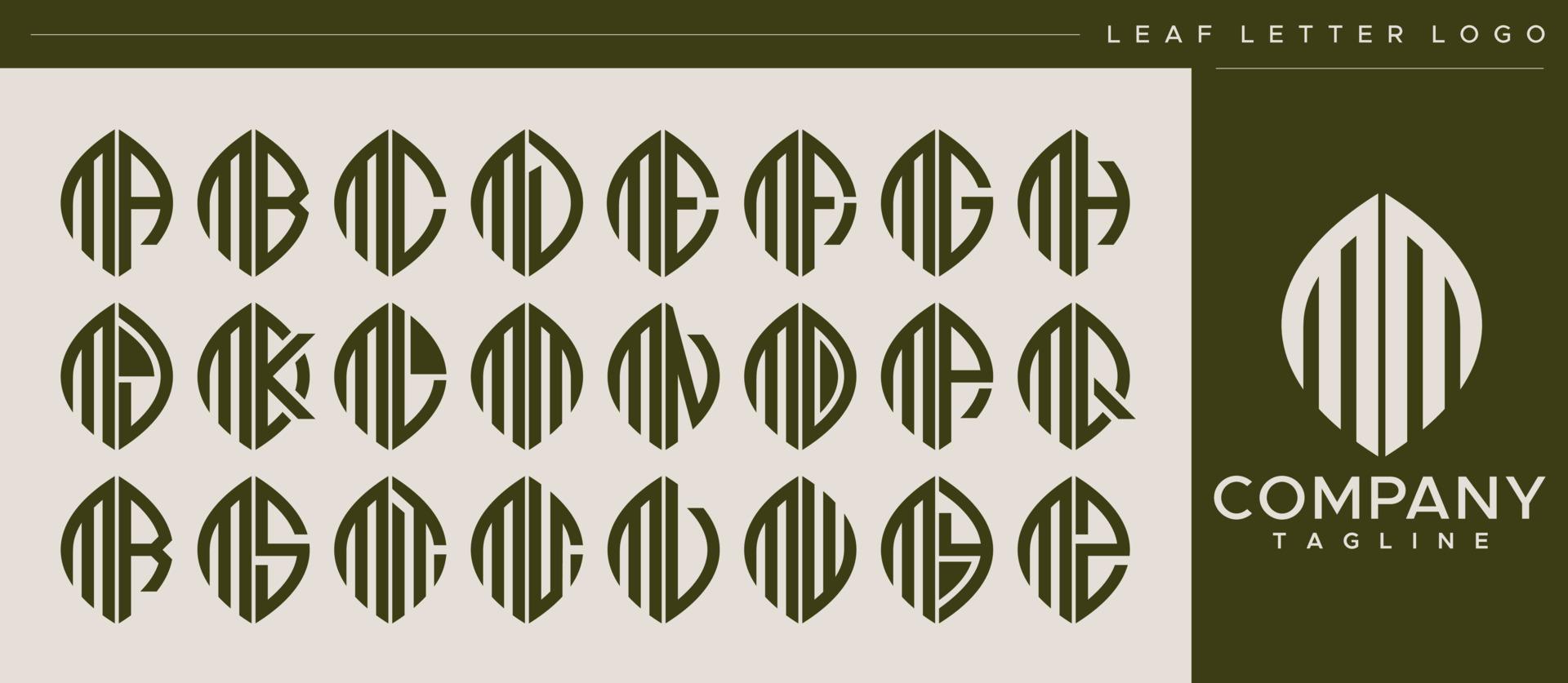 moderno linea foglia lettera m logo design. astratto foglia mm m lettera logo vettore. vettore