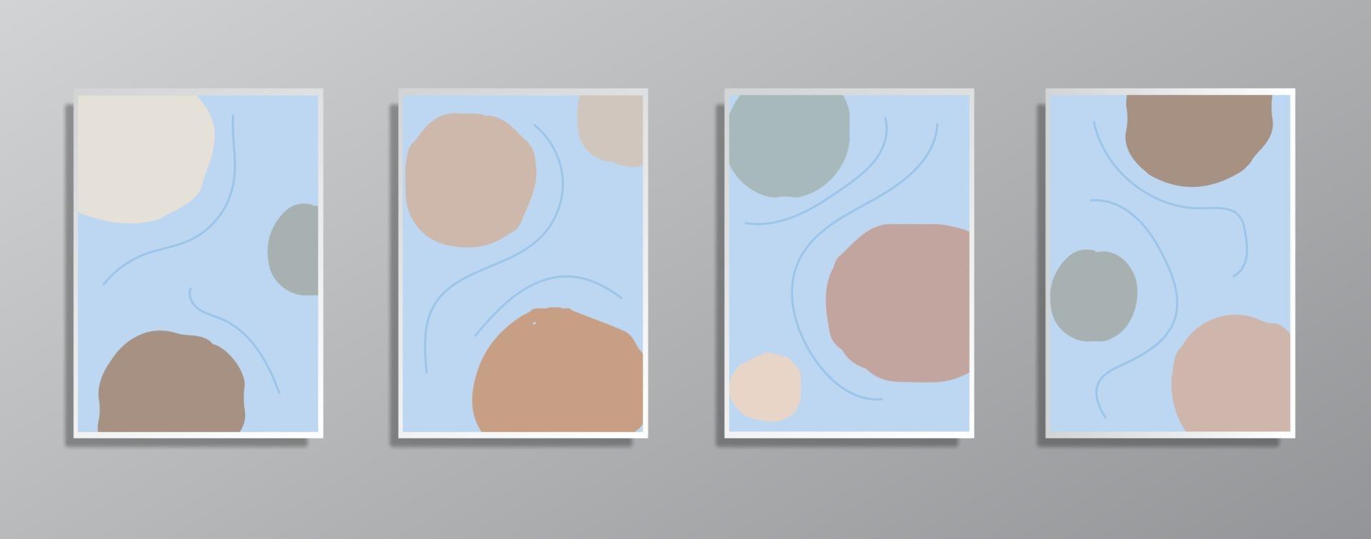 set di illustrazioni a colori neutri vintage disegnati a mano minimalisti creativi, per parete vettore