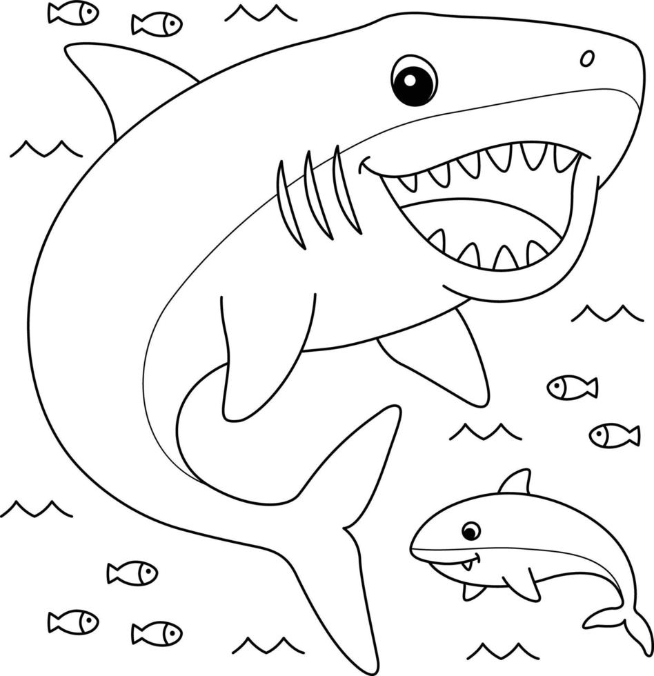 megalodon animale colorazione pagina per bambini vettore