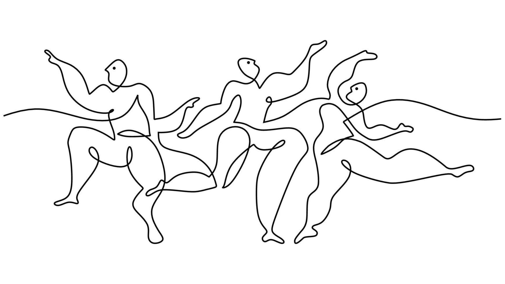 uno continuo singolo linea disegno di danza persone picasso. vettore