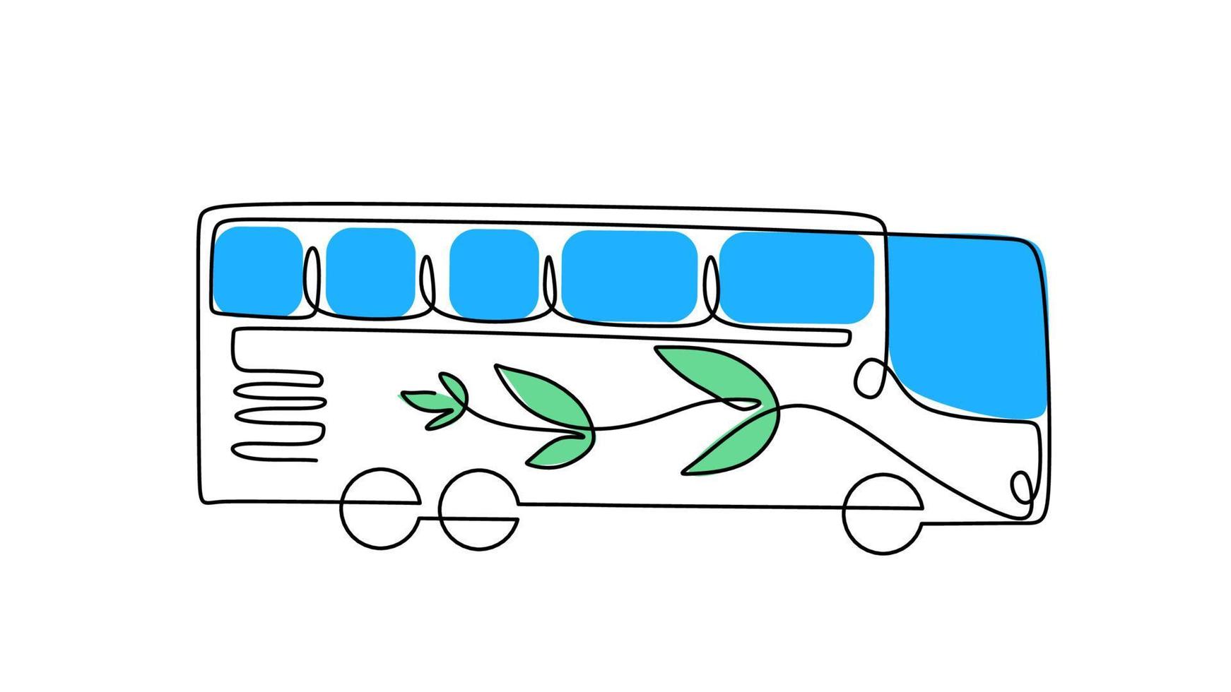 uno linea disegno di elettrico autobus isolato su bianca sfondo. continuo singolo linea minimalismo. vettore