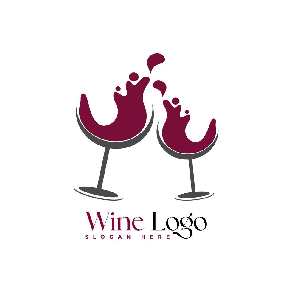 vino bicchiere vino bevanda logo design azienda logo design vettore