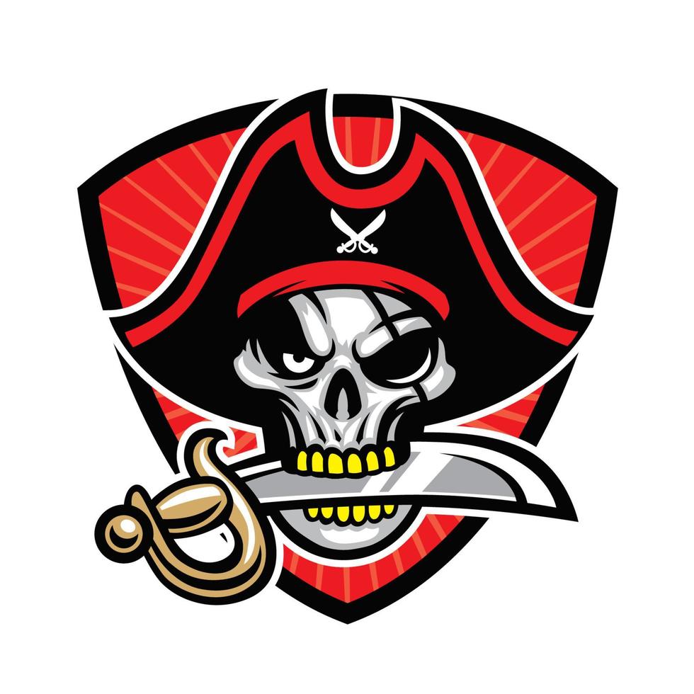 mascotte teschio pirata vettore