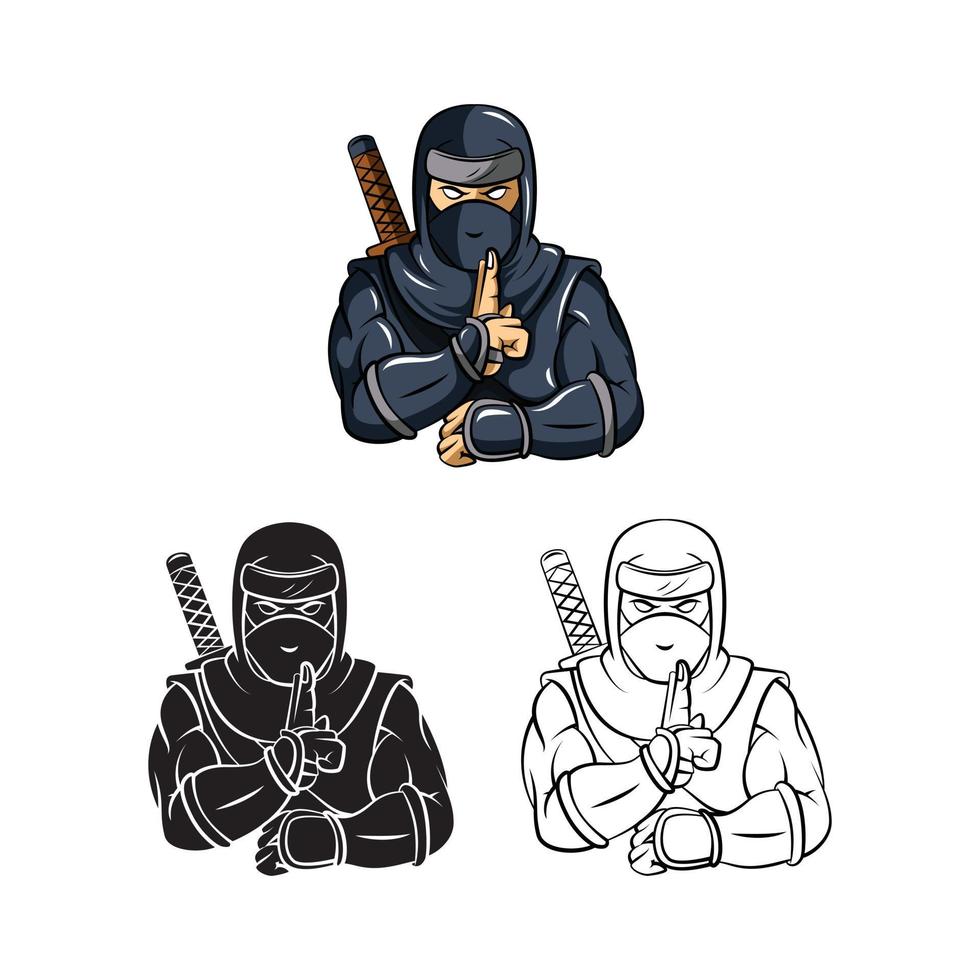 ninja illustrazione collezione su bianca sfondo vettore