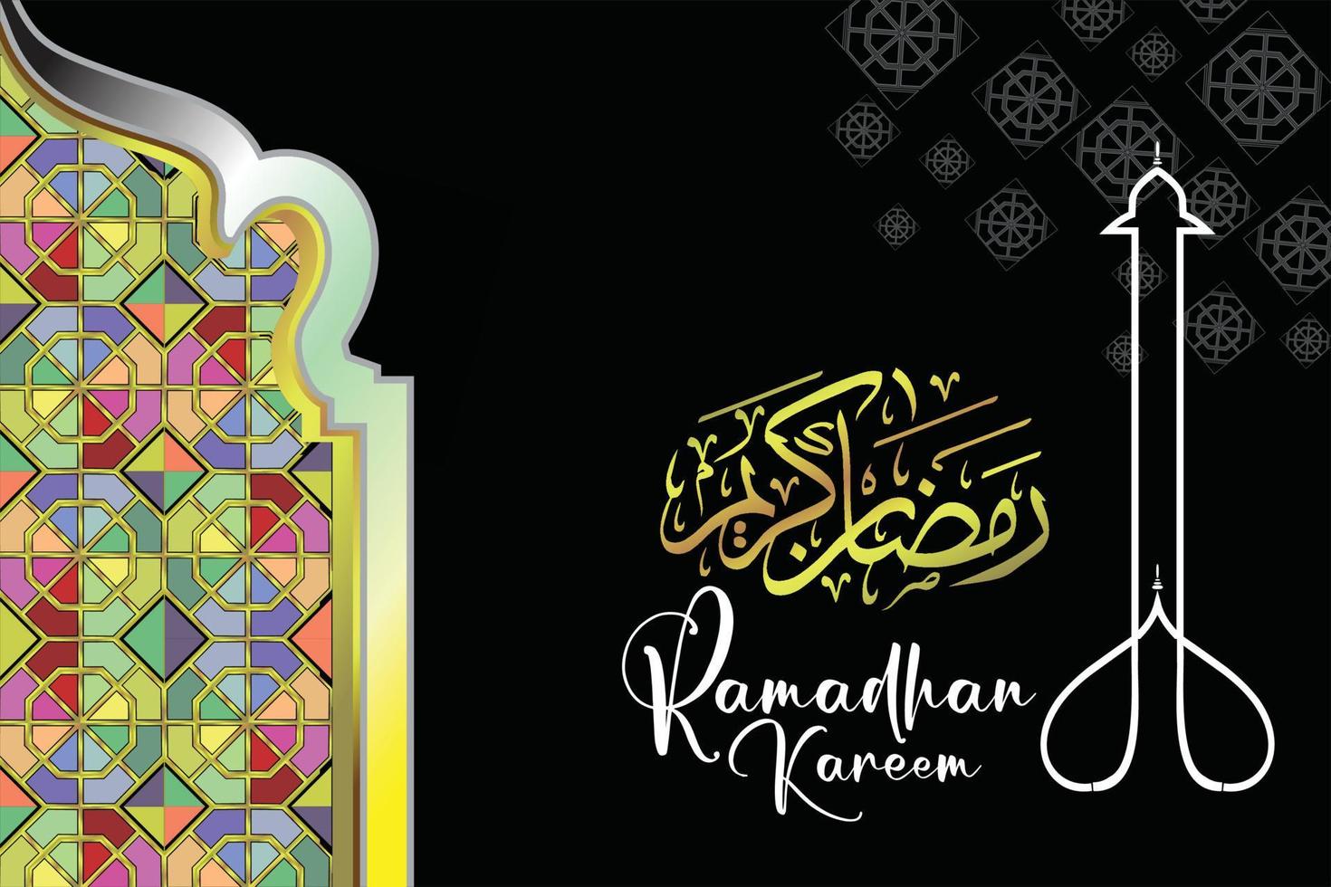nero sfondo vettore illustrazione. Ramadan kareem vacanza edizione e islamico elementi come bene come loghi, calligrafia, elegante e freddo