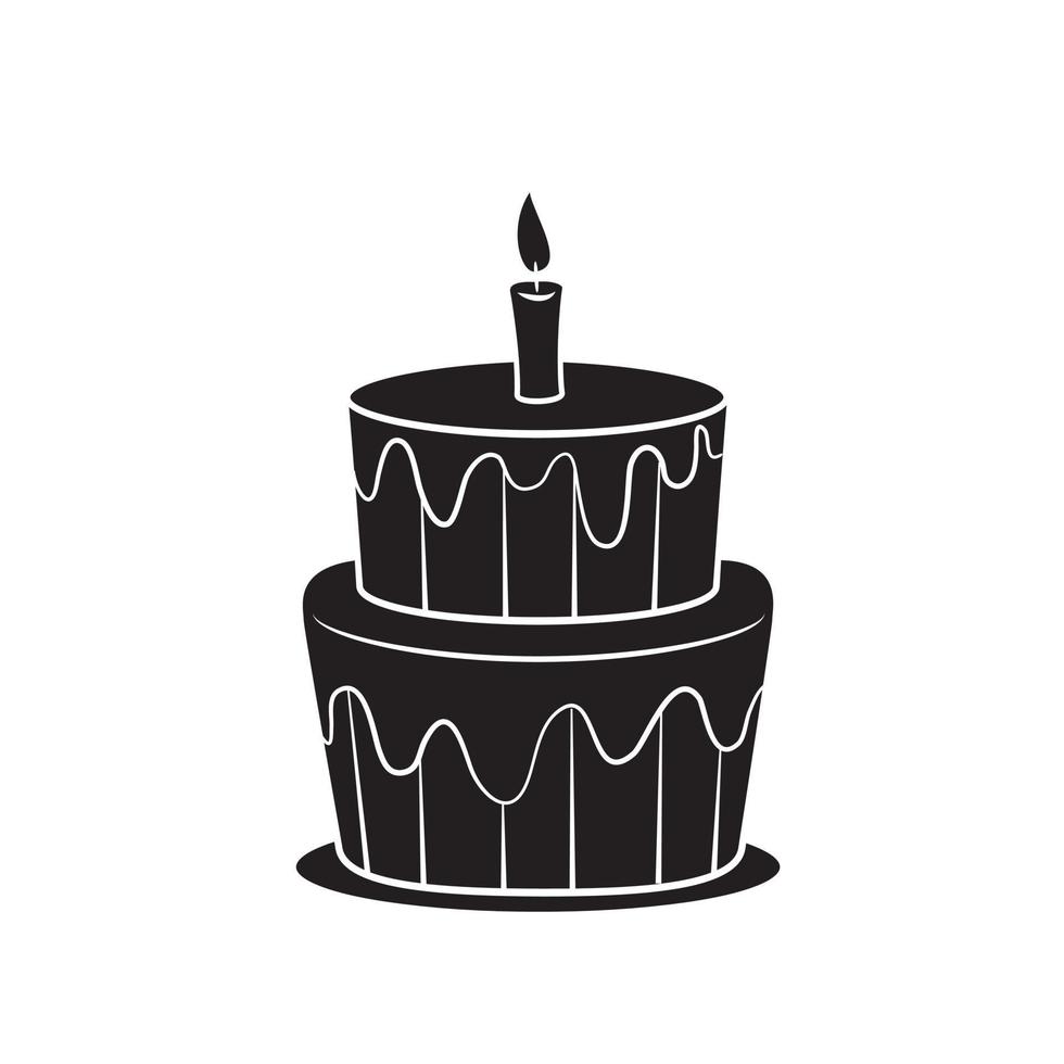 compleanno torta nero illustrazione simbolo vettore