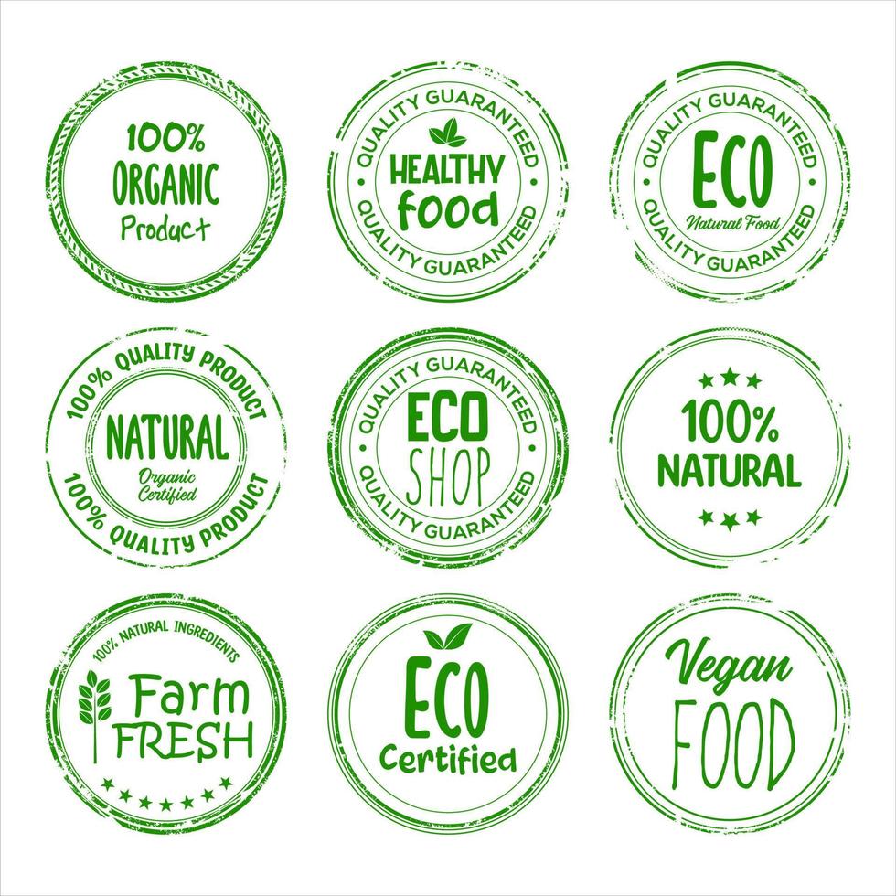 collezione di ecologia azienda agricola bio cibo vettore verde premio badge