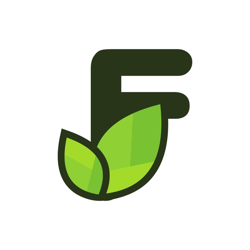 iniziale f foglia logo vettore