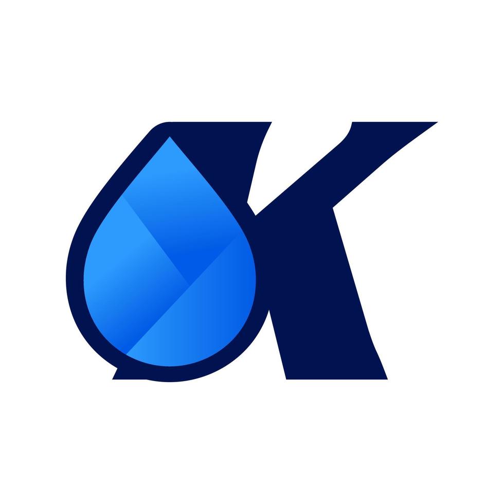 iniziale K acqua far cadere logo vettore