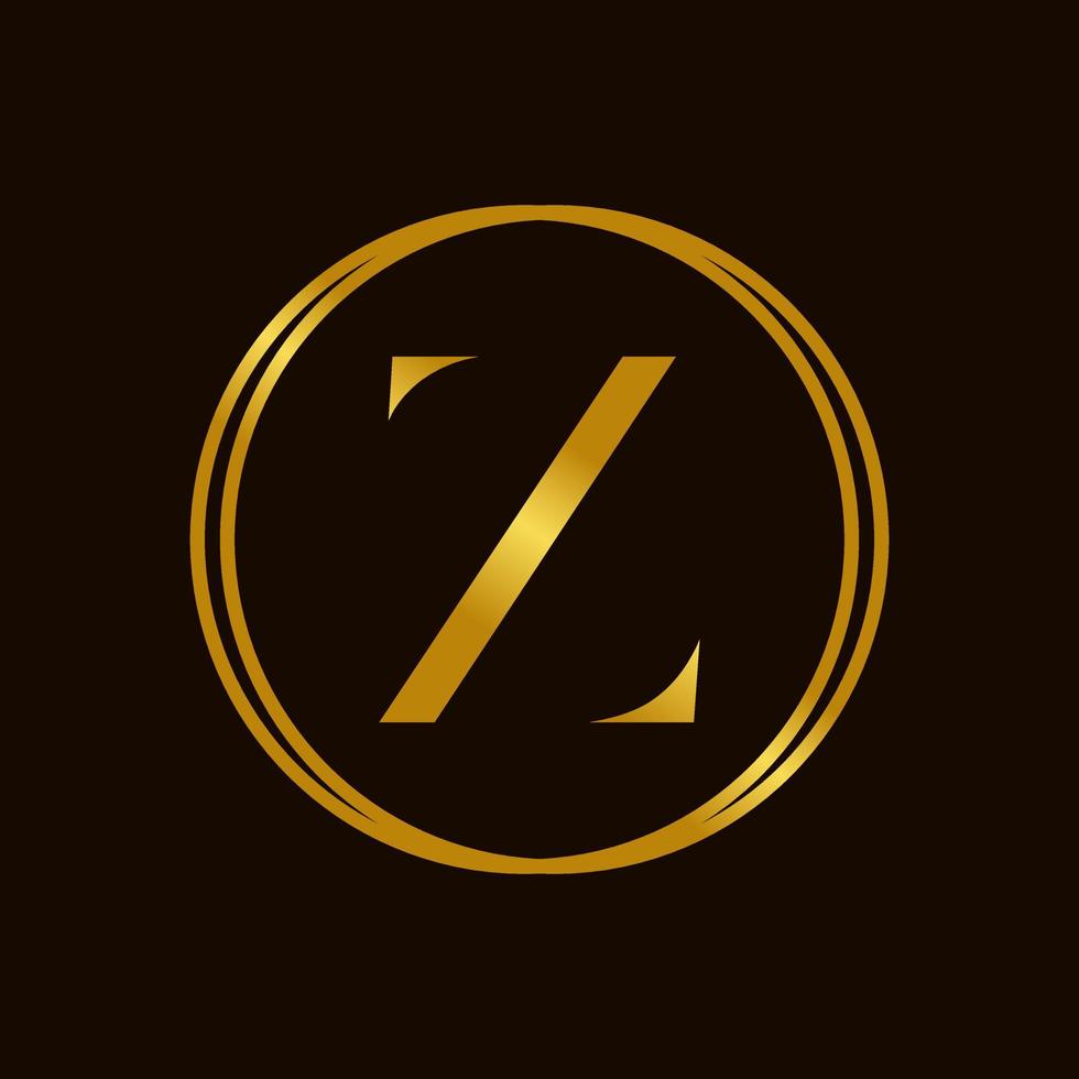 elegante iniziale z d'oro cerchio logo vettore