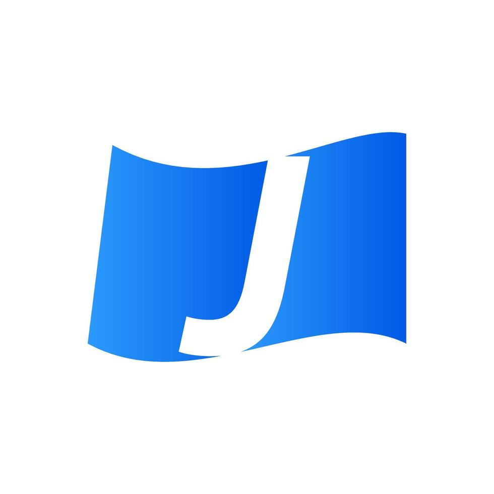 iniziale j blu bandiera logo vettore