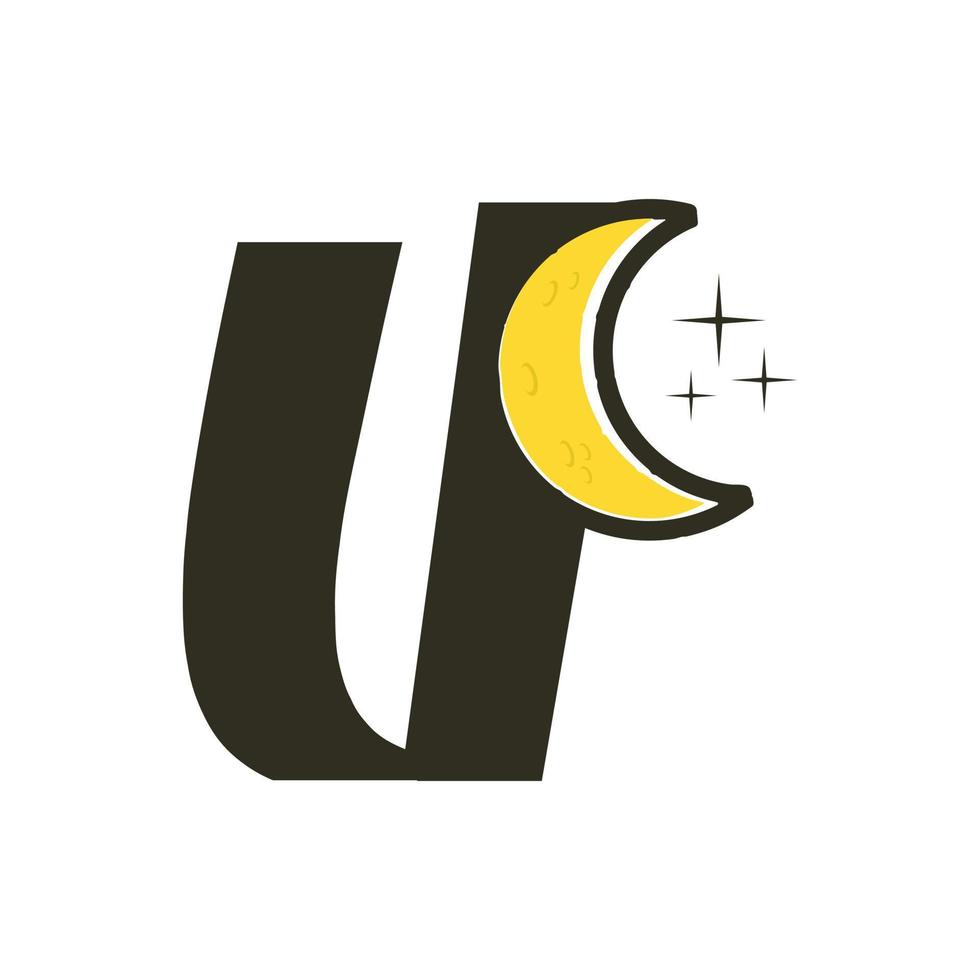 iniziale u Luna logo vettore