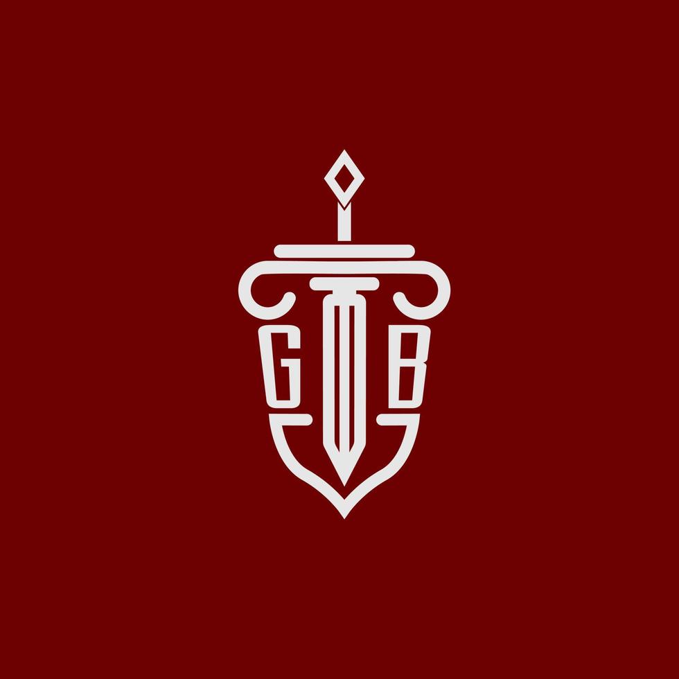 gb iniziale logo monogramma design per legale avvocato vettore Immagine con spada e scudo