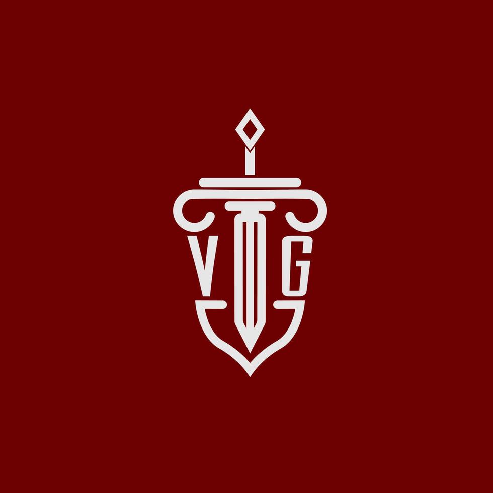 vg iniziale logo monogramma design per legale avvocato vettore Immagine con spada e scudo