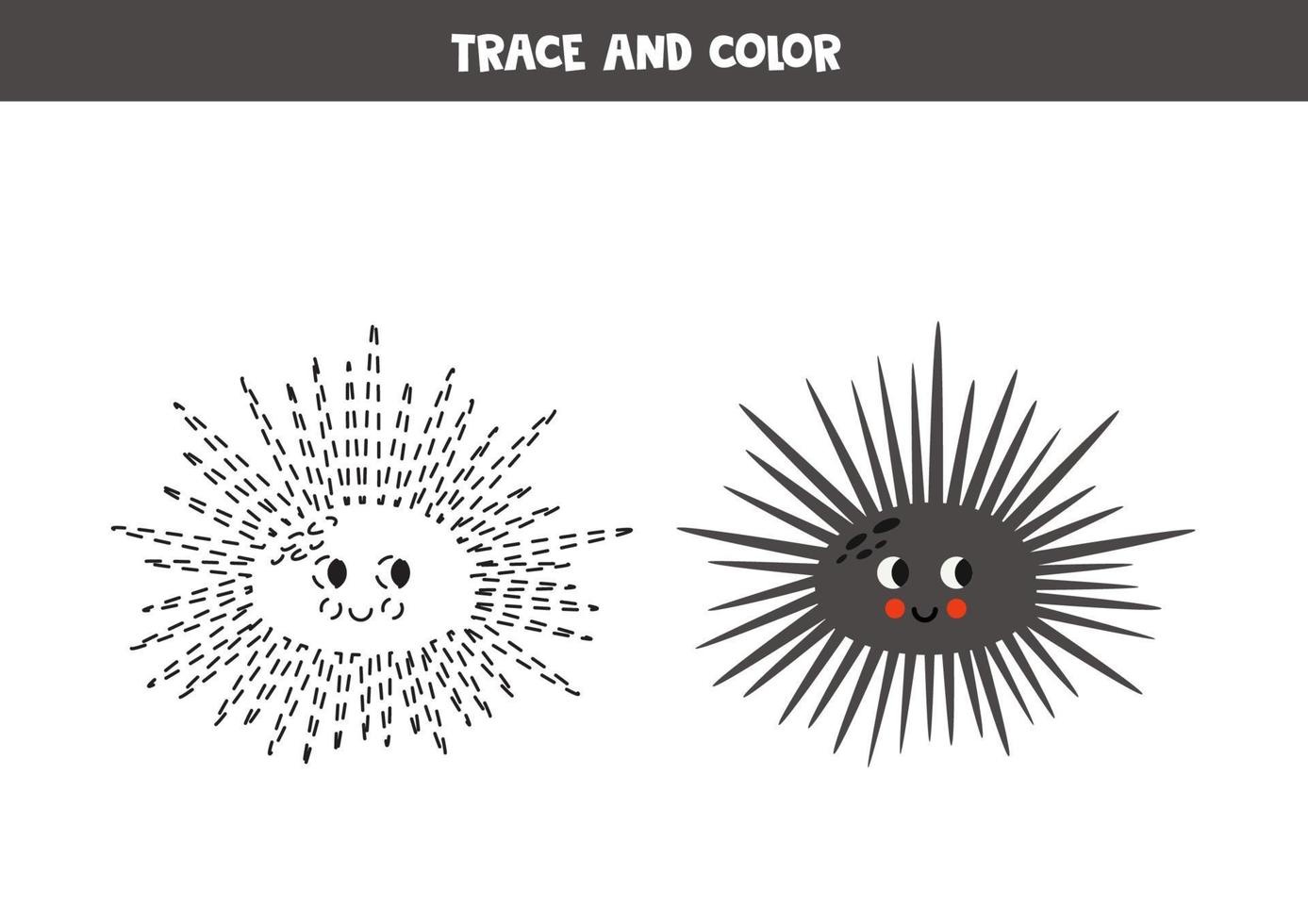 tracciare e colore cartone animato carino cartone animato mare monello. foglio di lavoro per bambini. vettore