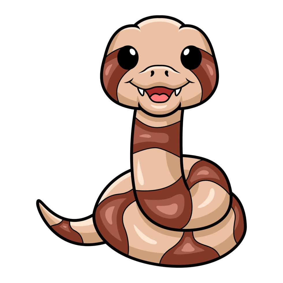 carino contento copperhead serpente cartone animato vettore