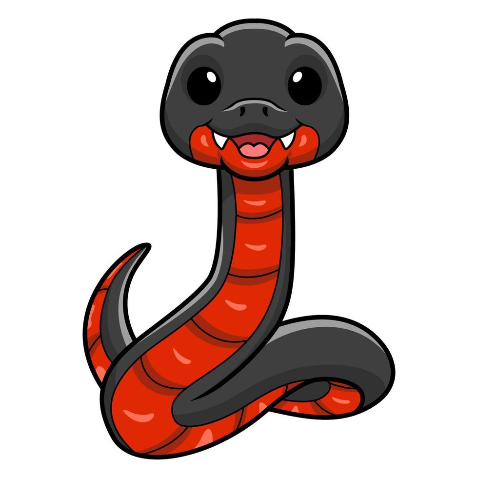 carino rosso panciuto nero serpente cartone animato vettore