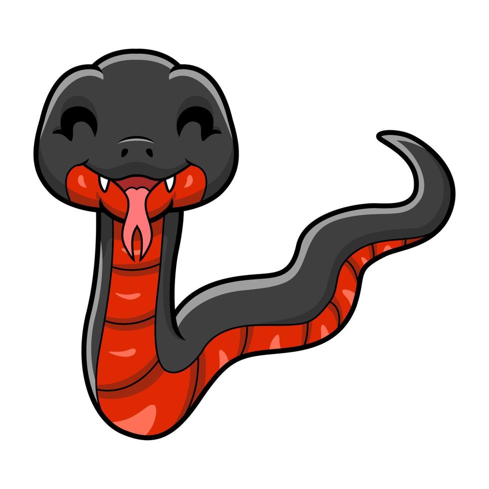 carino rosso panciuto nero serpente cartone animato vettore