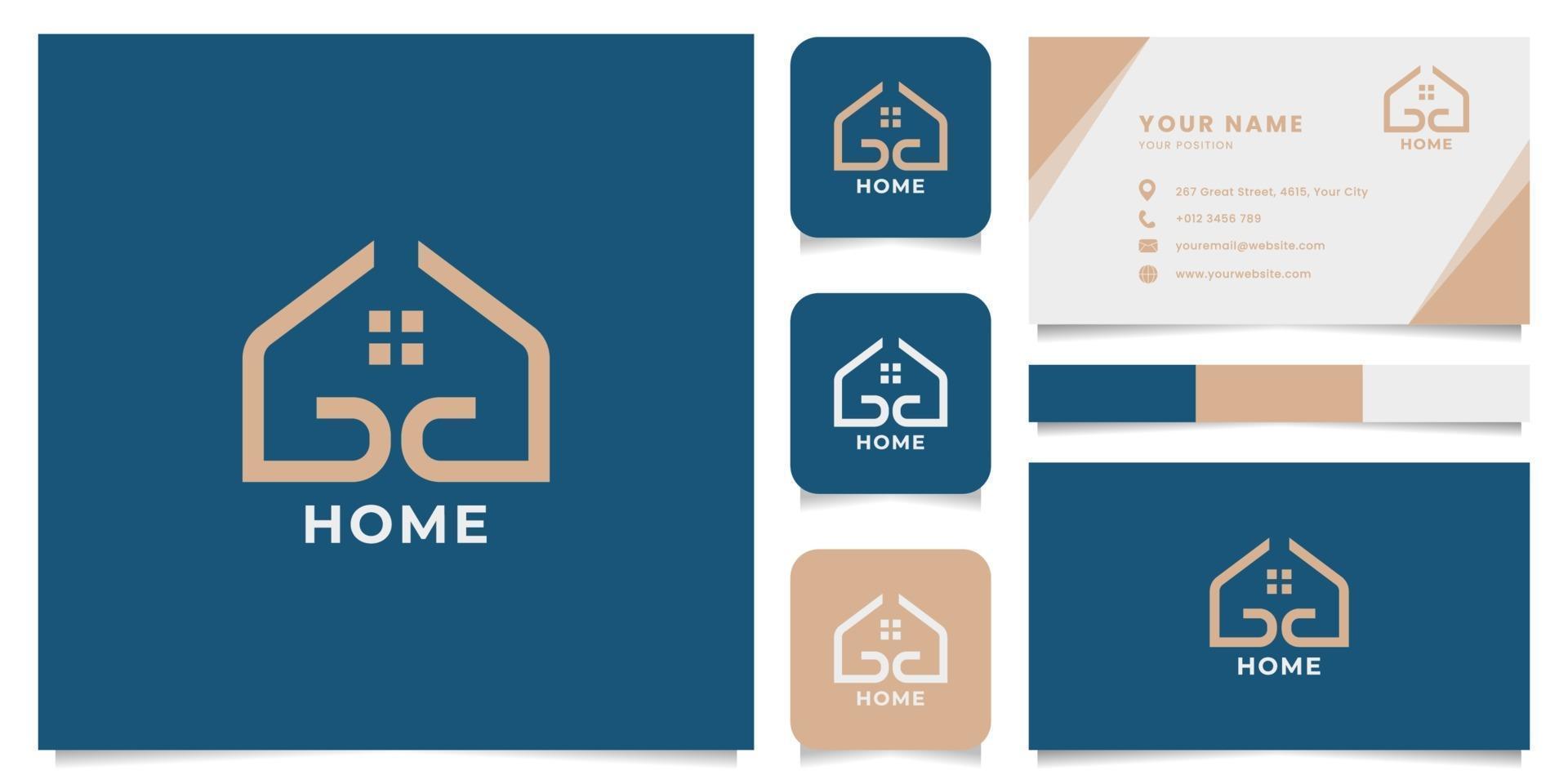 logo di casa semplice e minimalista con modello di biglietto da visita vettore