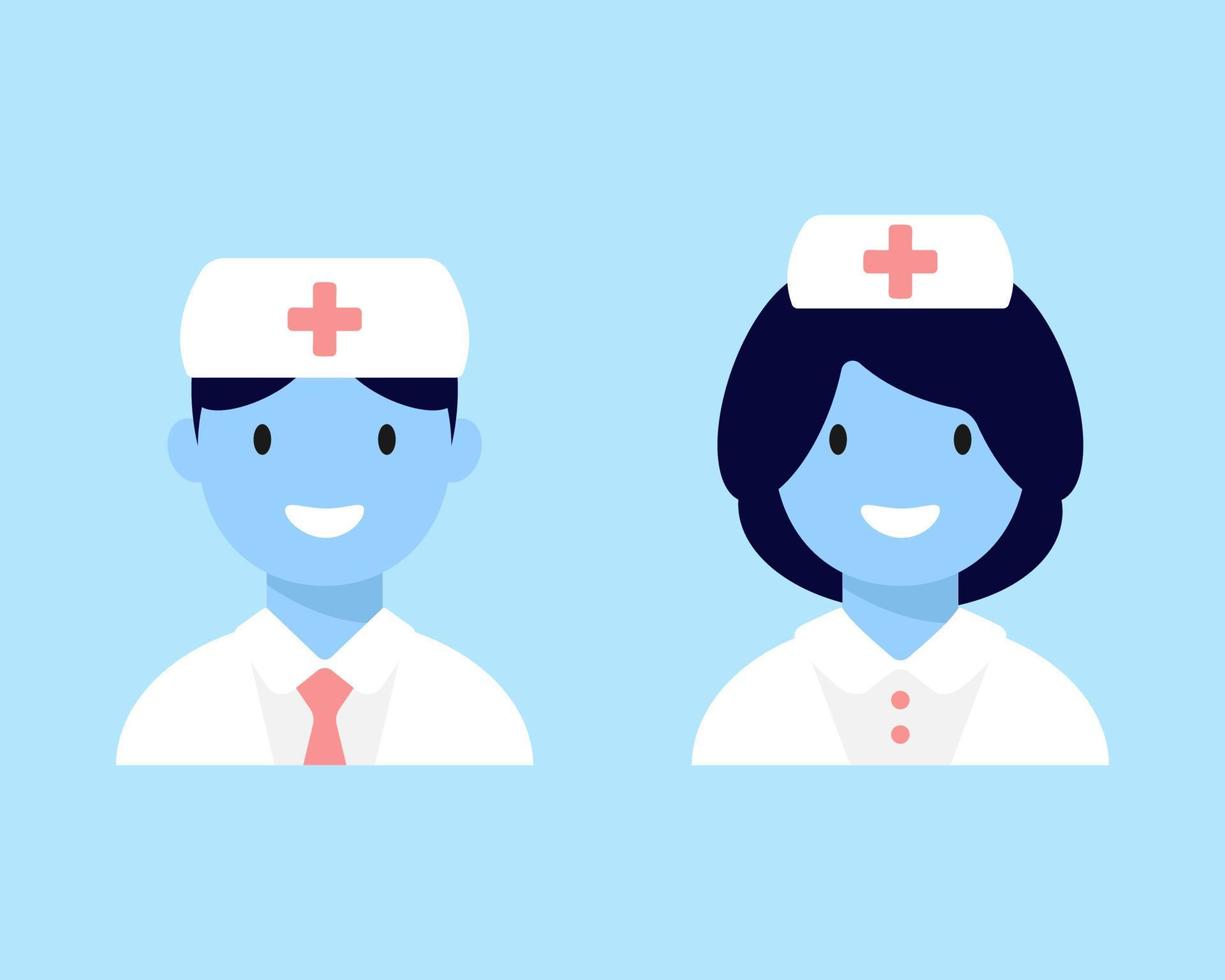 femmina e maschio medico, medico o infermiera avatar impostare. divertente personaggi. medico icone nel piatto stile, vettore illustrazione.