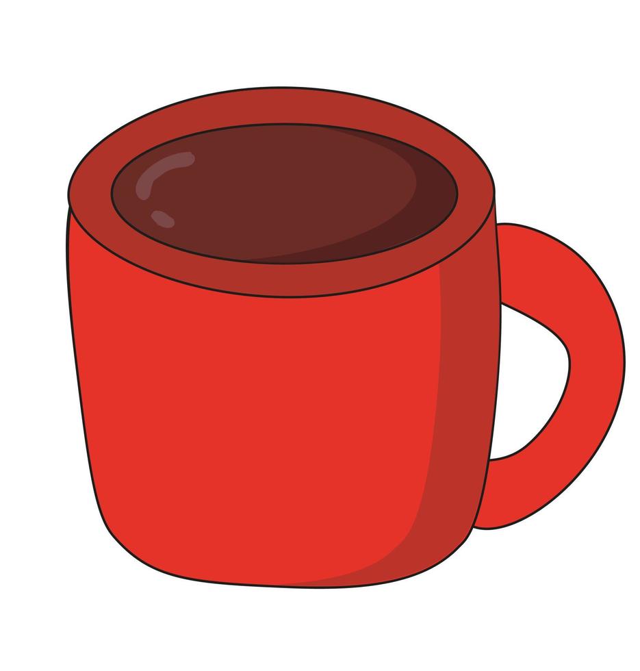 rosso tazza con bere. caffè o tè boccale icona etichetta vettore illustrazione.