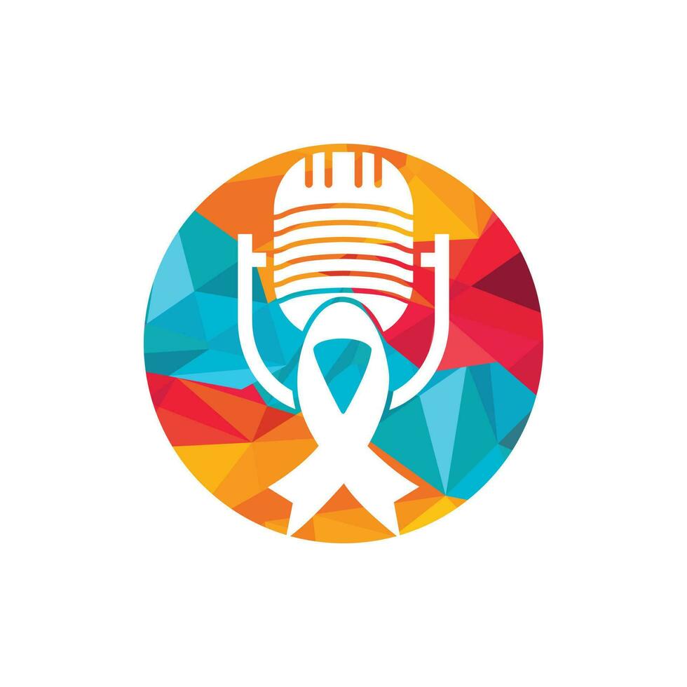 Seno cancro consapevolezza Podcast icona logo concetto. rosa nastro e Podcast icona logo. vettore