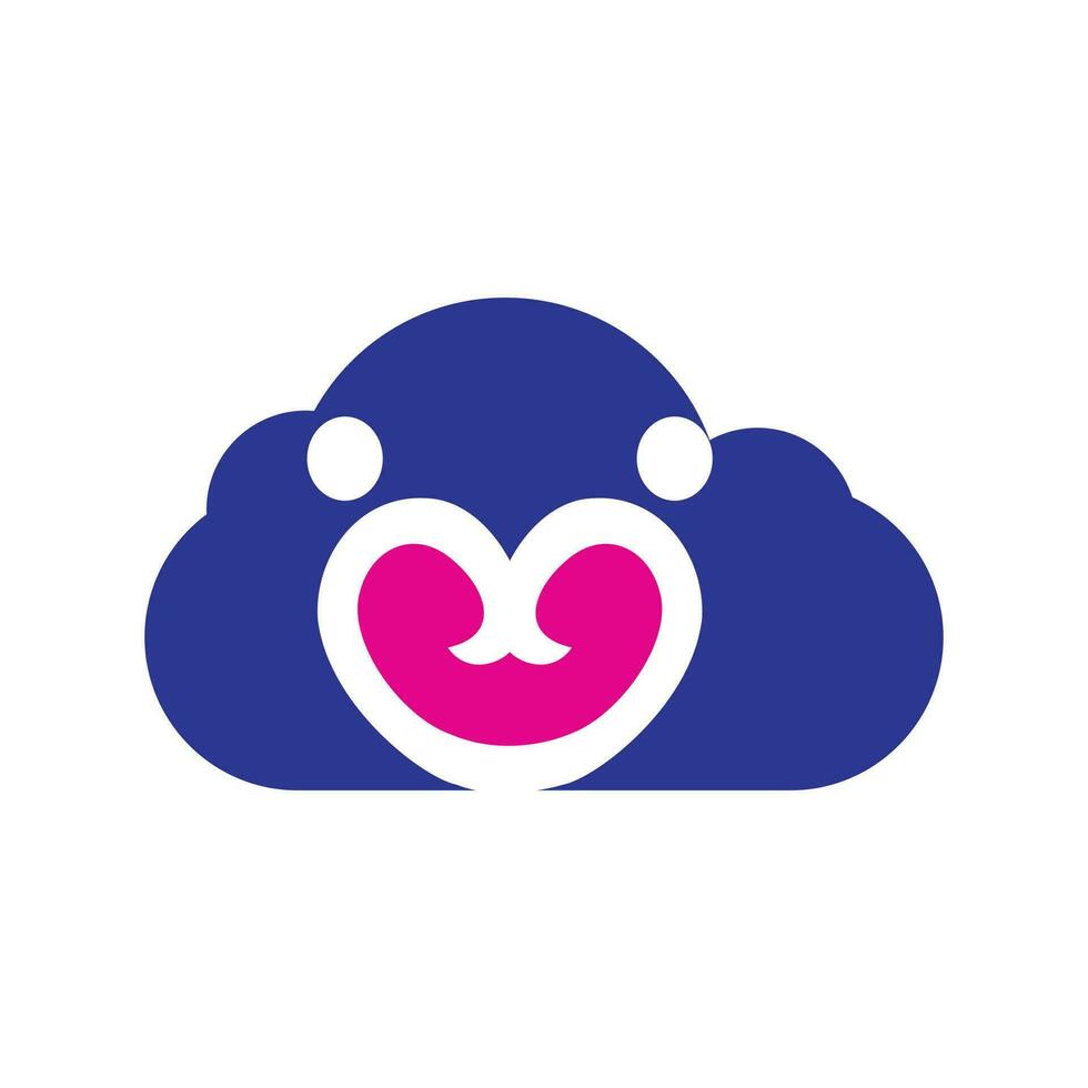 nube coppia logo design. coppia cuore nel nube vettore design. amore nube cartello.