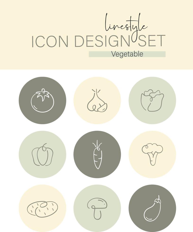 stile di linea icona design impostato verdura vettore