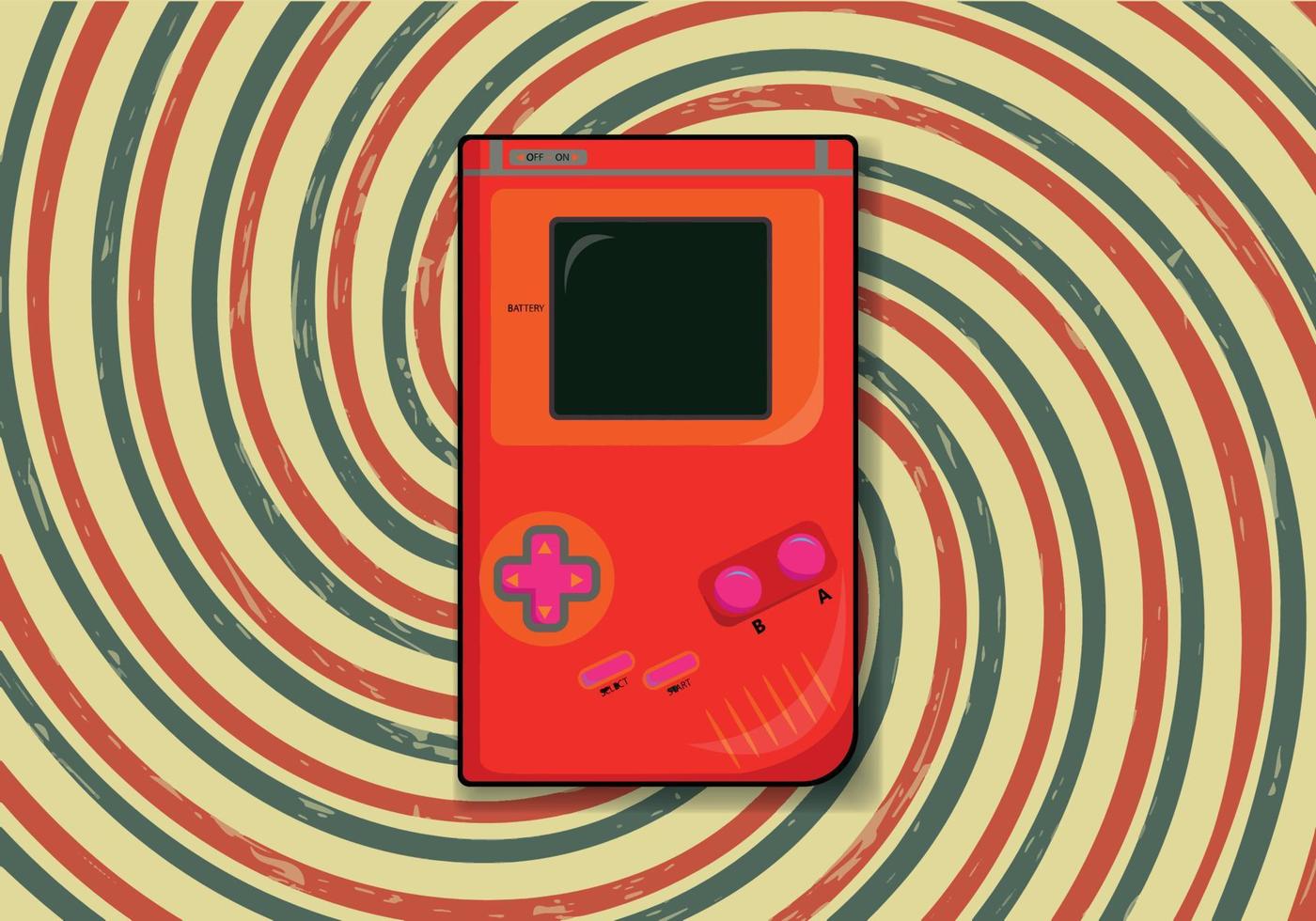 gratuito nostalgia game Boy design. retrò gioco gadget. piatto vettore illustrazione con retrò sfondo.
