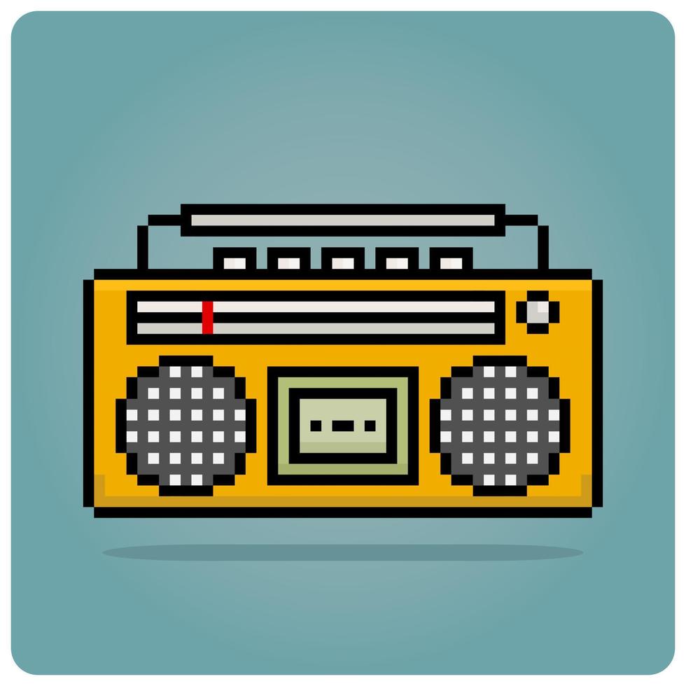 8 po pixel Vintage ▾ Radio. classico Radio pixel per gioco risorsa e ragnatela icona nel vettore illustrazione.