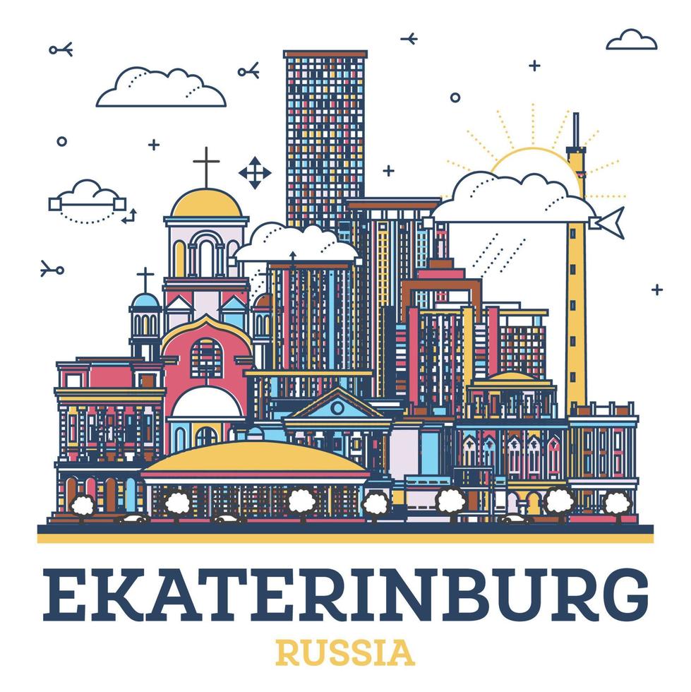 schema ekaterinburg Russia città orizzonte con moderno colorato edifici isolato su bianca. vettore