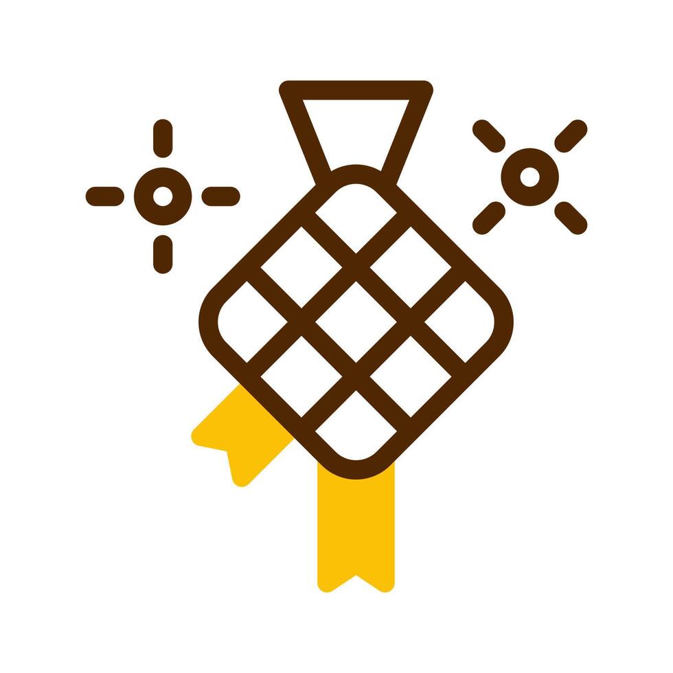 Ketupat icona duotone Marrone giallo stile Ramadan illustrazione vettore elemento e simbolo Perfetto.