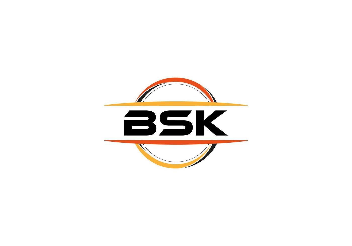 bsk lettera reali ellisse forma logo. bsk spazzola arte logo. bsk logo per un' azienda, attività commerciale, e commerciale uso. vettore