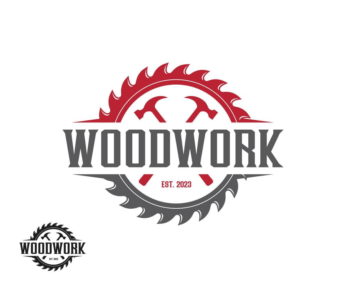 la lavorazione del legno e carpenteria retrò Vintage ▾ logo design. segheria o sega logo design vettore