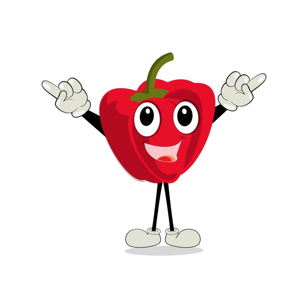 paprica personaggio vettore. illustrazione di paprica personaggio con carino espressione, divertente, impostato di paprica isolato su bianca sfondo, verdura per portafortuna collezione, emoticon kawaii, chili Pepe. vettore