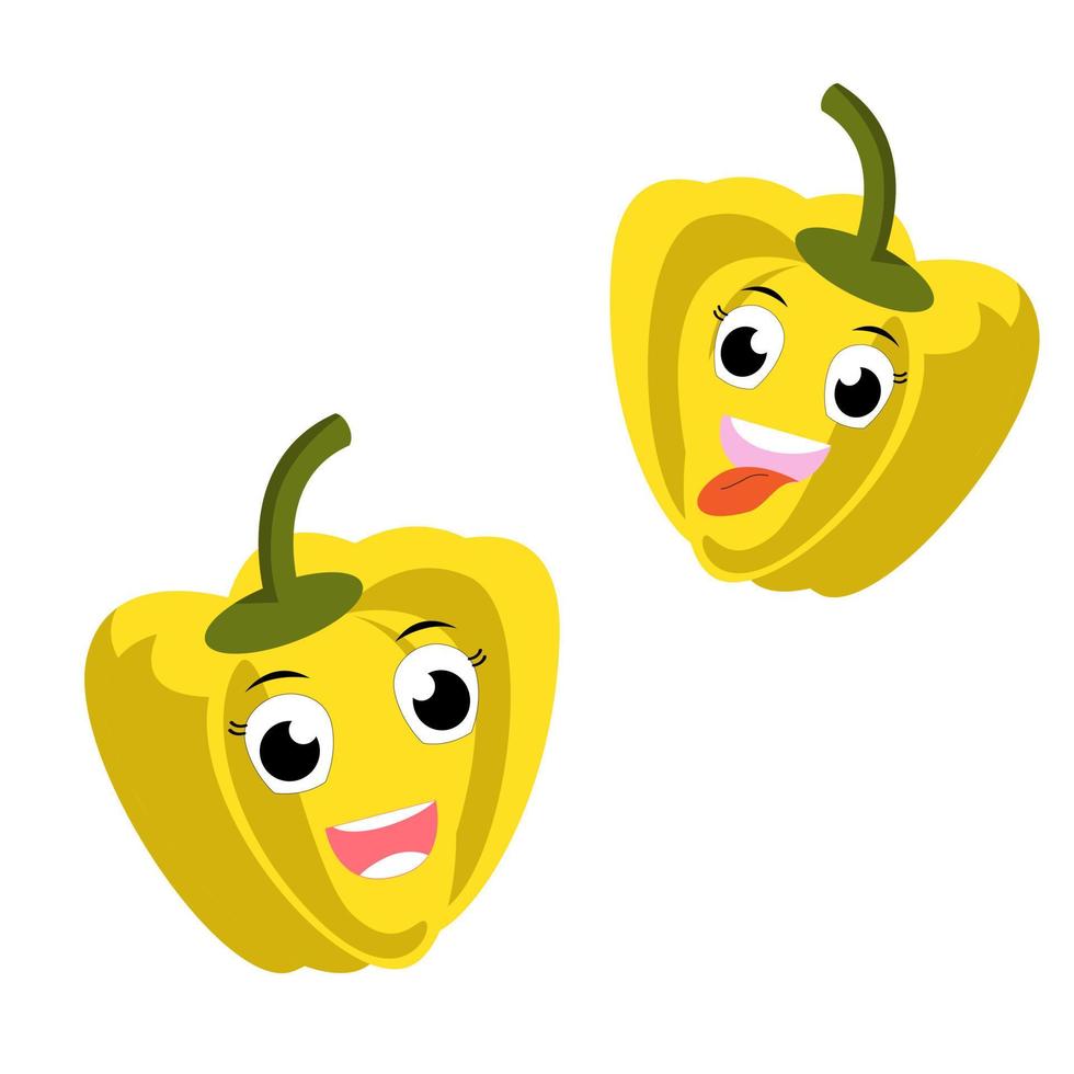 paprica personaggio vettore. illustrazione di paprica personaggio con carino espressione, divertente, impostato di paprica isolato su bianca sfondo, verdura per portafortuna collezione, emoticon kawaii, chili Pepe. vettore